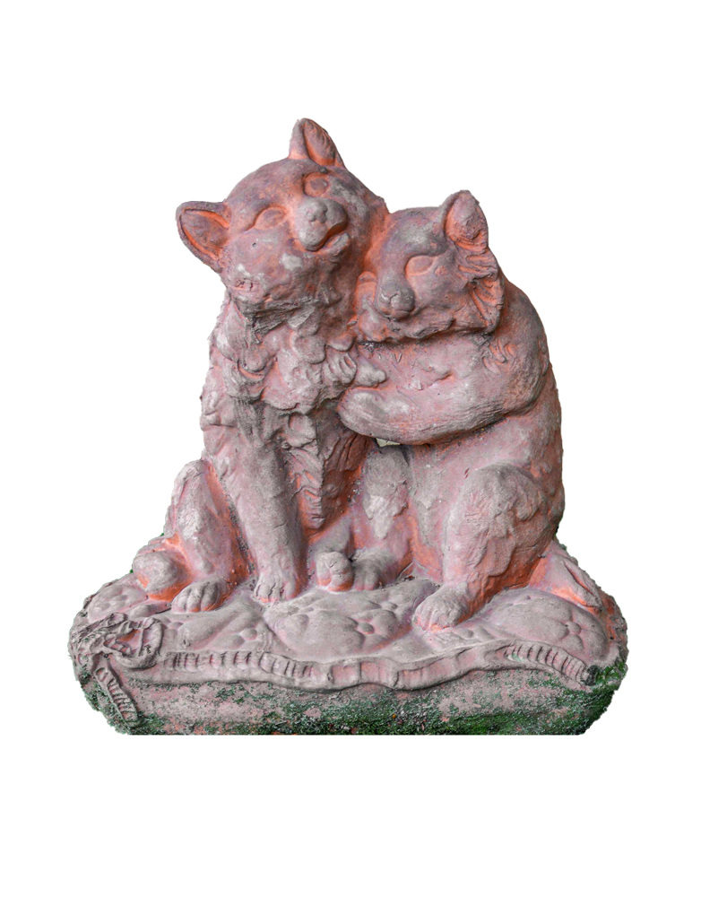 Coppia di gattini in cotto 