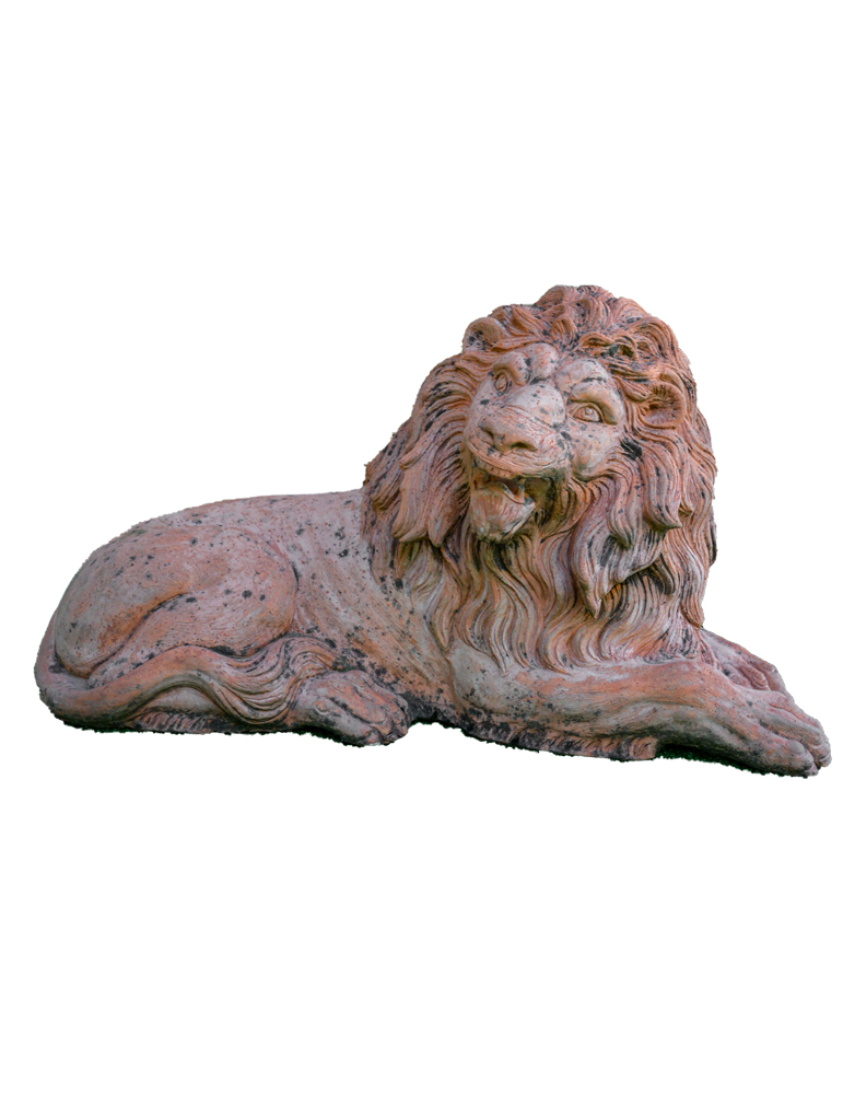 Leone sdraiato in cotto 
