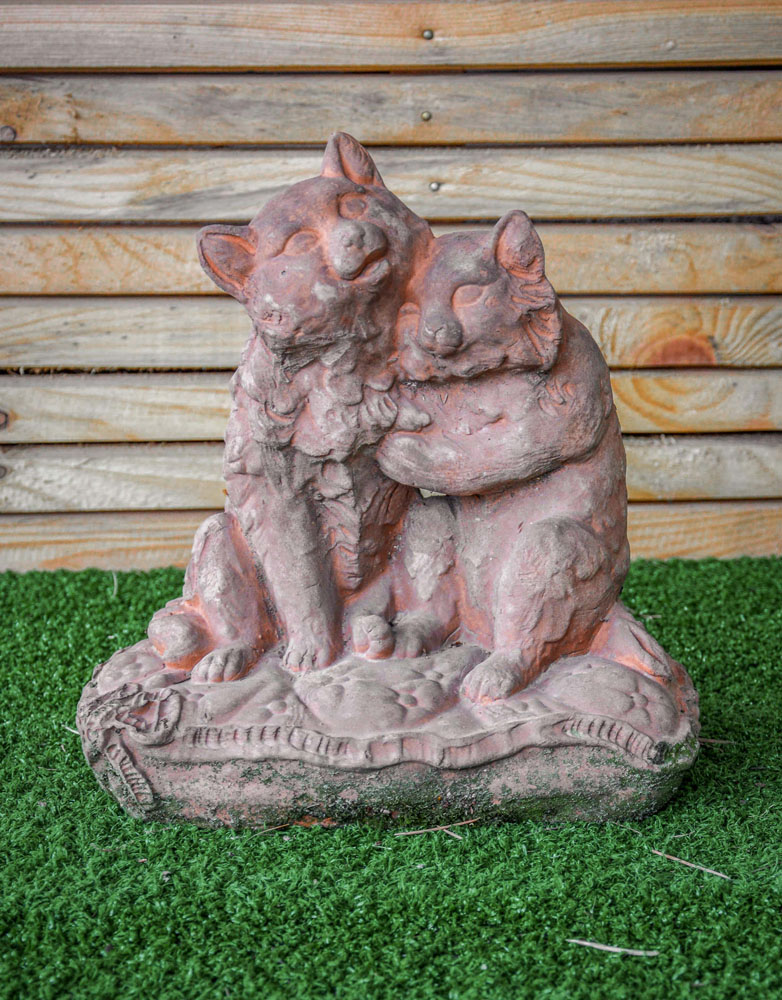 Coppia di gattini in cotto 