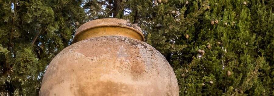 Grande vaso in terracotta per giardino resistente alle intemperie e al freddo invernale.